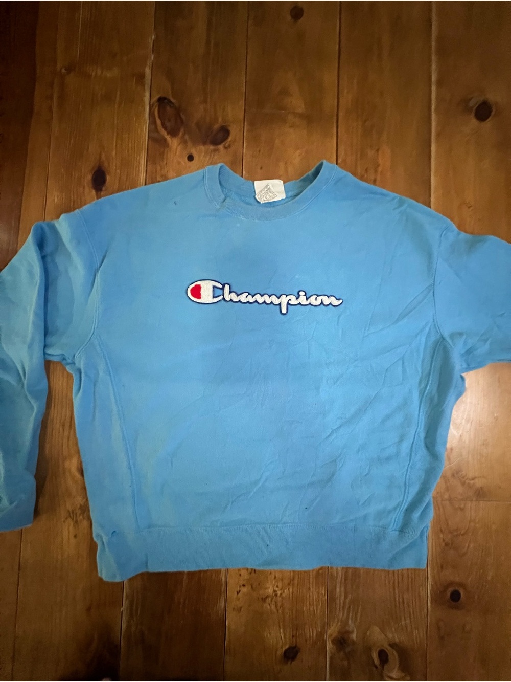 Champion Light Blue Logo Crewneck Sweatshirt